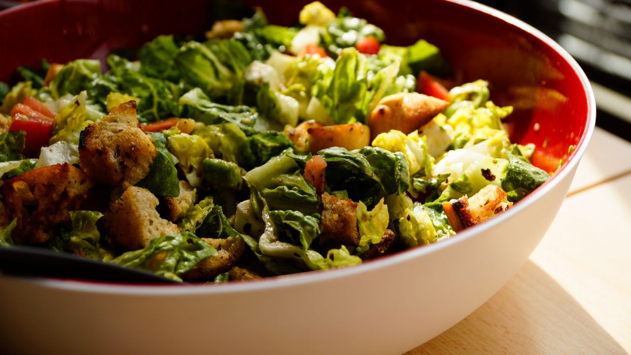A bowl of fattoush - bread salad