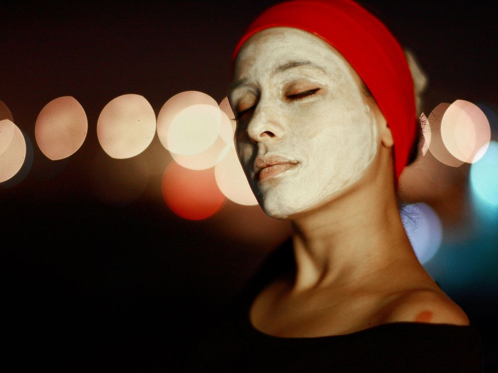 photo of woman with face pack