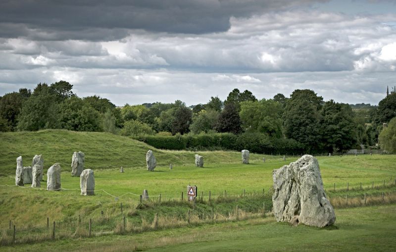 Wider ancient stone circle in field at village of Avebury