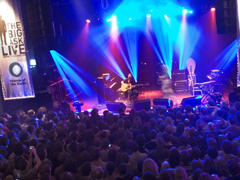 Thom Yorke and Jonny Greenwood (Radiohead) performing an acoustic set at The Big Ask Live climate change benefit gig at Koko, Camden.