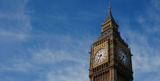 A close up of Big Ben, Houses of Parliament, London