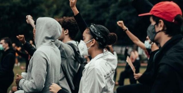 Protestors at a Black Lives Matter event