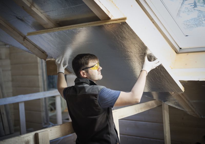 Man installing insulation