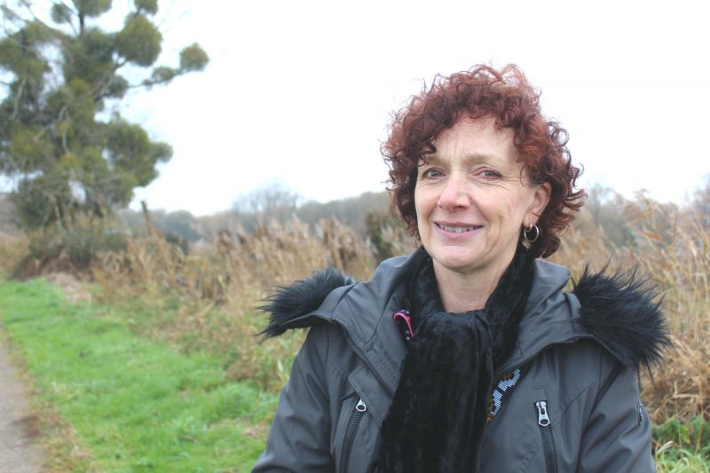 Catherine Linstrum, Chair of CALM, in a country lane facing camera