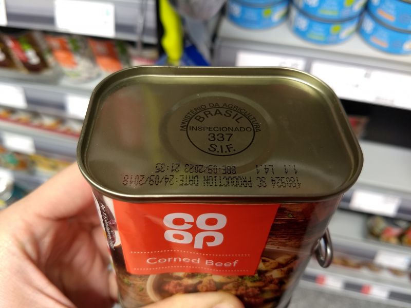 A can of co-op corned beef