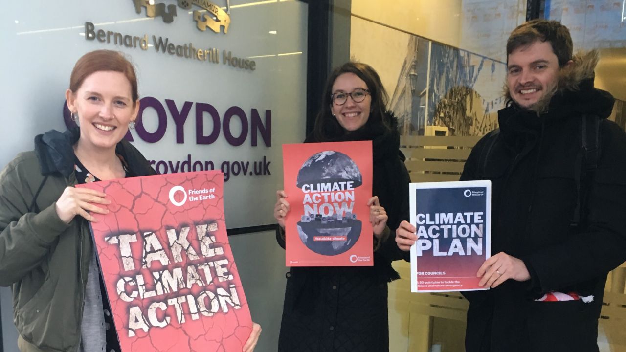 Members of Croydon Climate Action give Climate Action Plan to Croydon council 