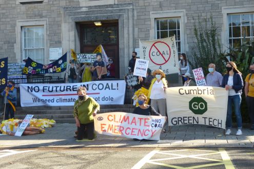 Protesters staged a protest against the proposed coal mine in Kendal. Image courtesy of Henry Adams. 