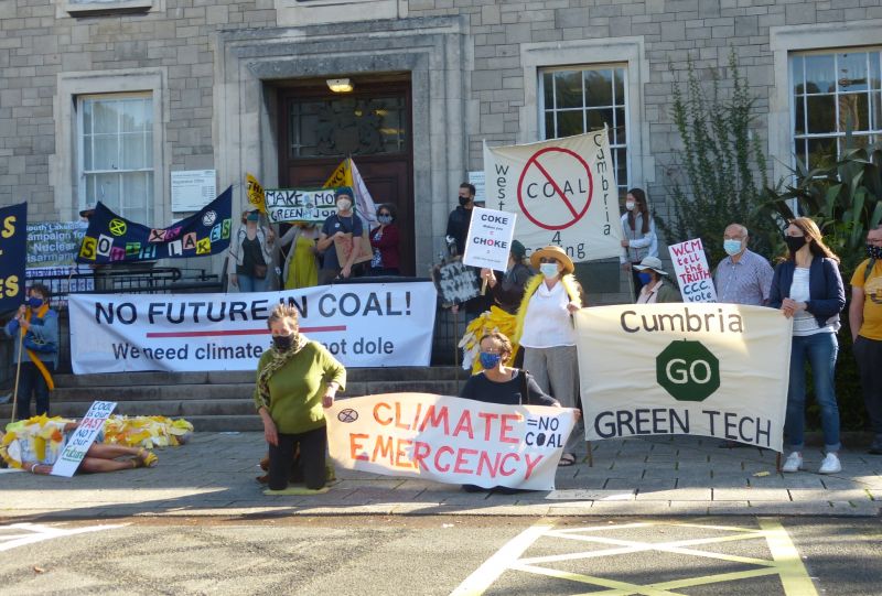 Protesters staged a protest against the proposed coal mine in Kendal. Image courtesy of Henry Adams.