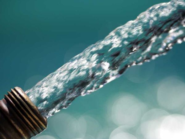 A burst pipe with water