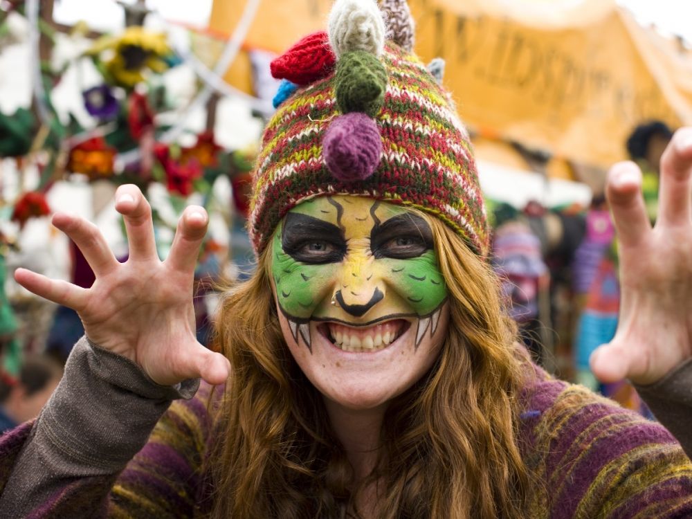 Woman in facepaints at a festival