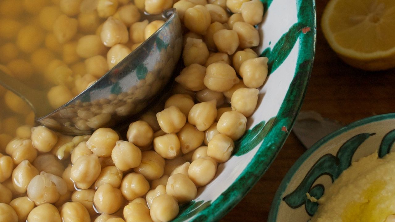 Chickpeas in a middle eastern bowl