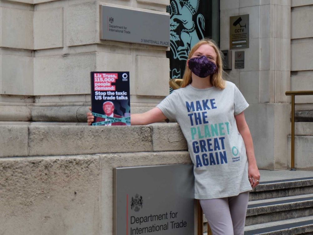Supporter outside Department for International Trade