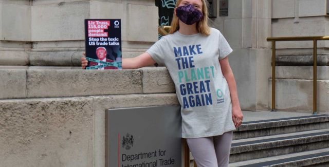 Supporter outside Department for International Trade