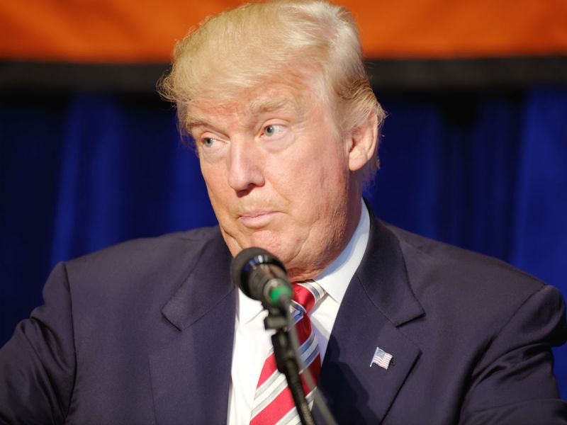 Donald Trump attending an event at the New York Marriott Marquis Hotel, 2016