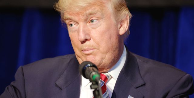 Donald Trump attending an event at the New York Marriott Marquis Hotel, 2016