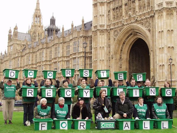 Friends of the Earth Household recycling for all action at parliament
