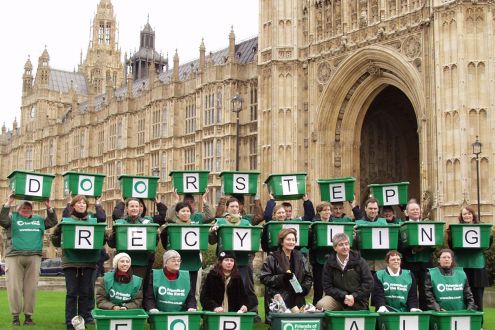 Friends of the Earth Household recycling for all action at parliament