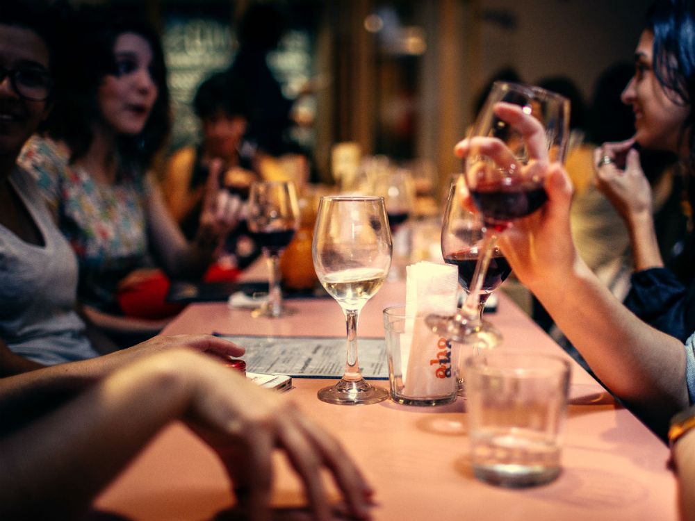 People drinking wine after work