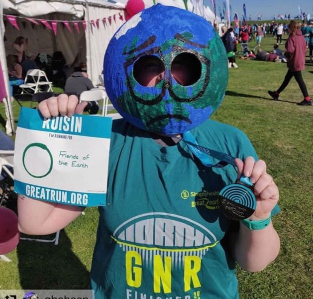 Earth head made by supporter for Great North Run 2019