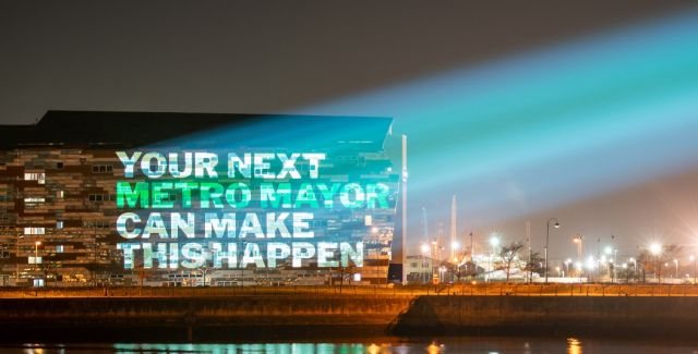 Projection during election campaign by Friends of the Earth