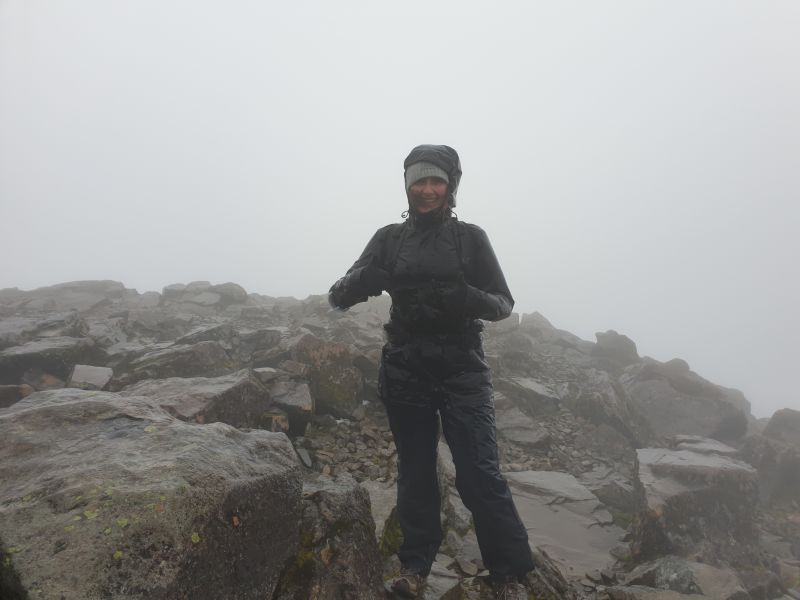 Woman smiling during the Three Peaks Challenge