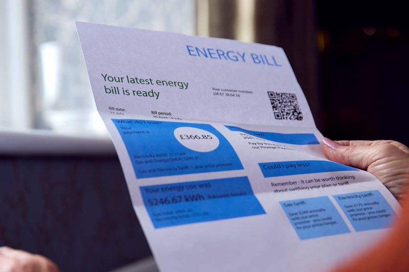 A hand holding an energy bill