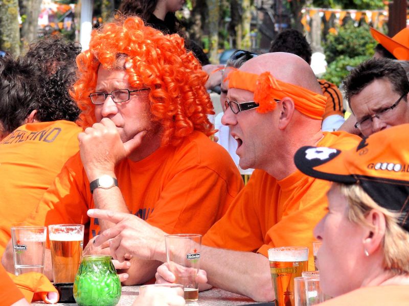 Dutch football fan wearing a wig