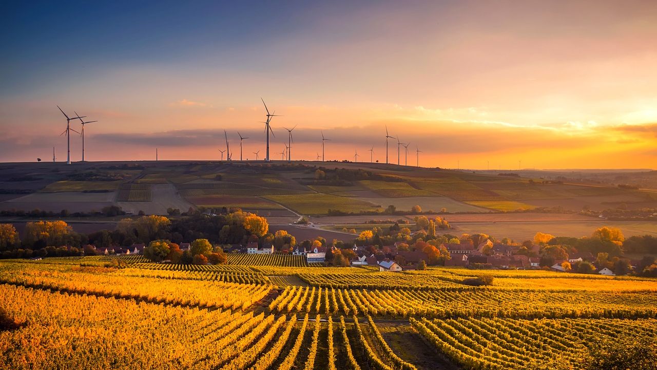 photo of wind turbines and farmland in Germany