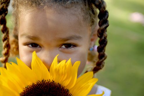 Girl and sunflower