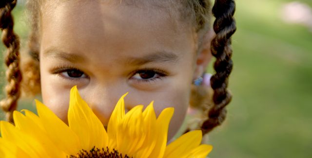 Girl and sunflower