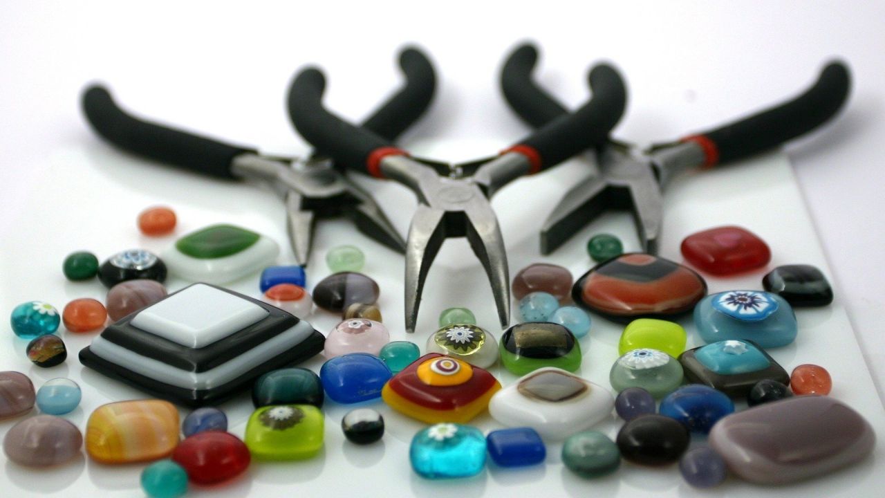 Glass beads and craft pliers