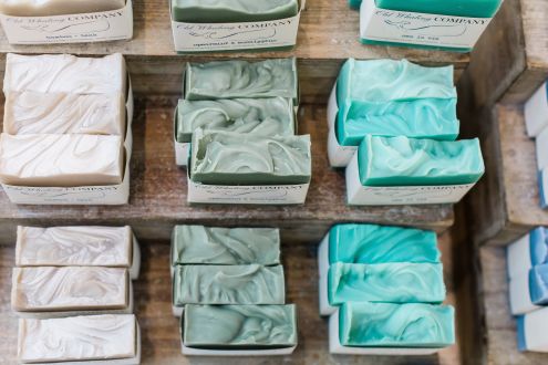Bars of coloured soaps