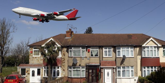An aeroplane coming into land at Heathrow airport
