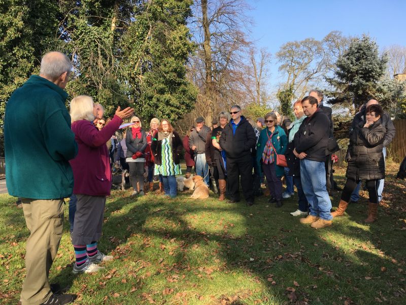 Michael and Angela Green talk to protestors against tree felling