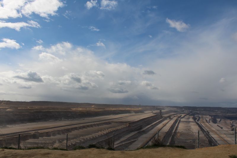 The enormous Hambacher surface mine stretches to the horizon