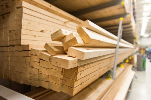photo of cut timber batons in store