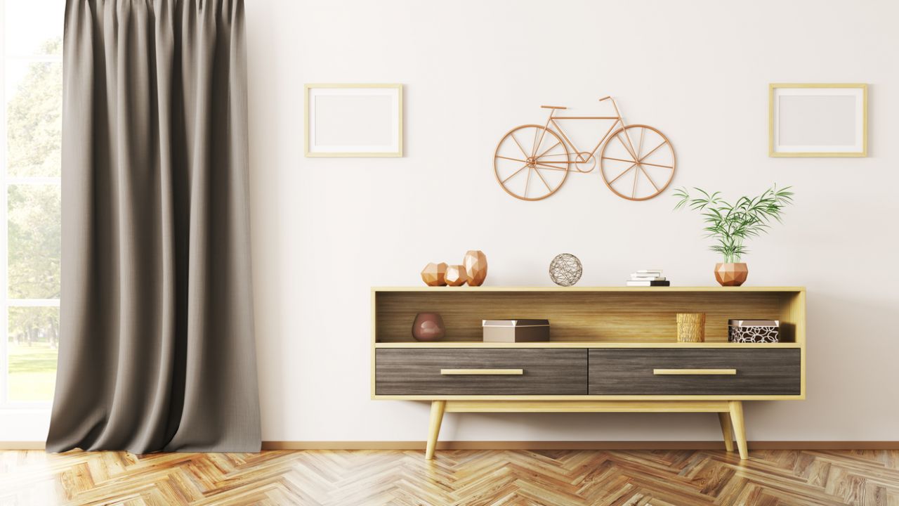 photo of modern living room with wooden furniture
