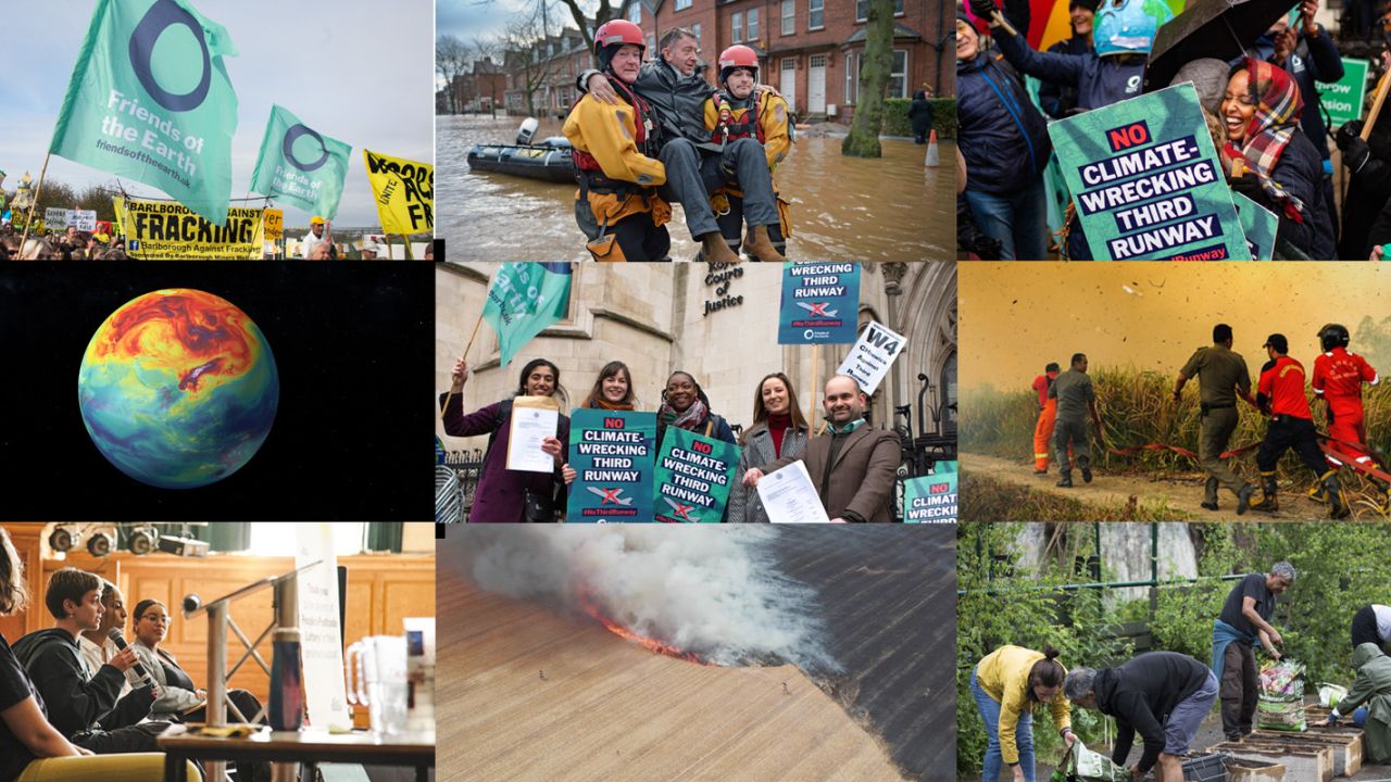 Climate crisis vs hope for the future - montage banner