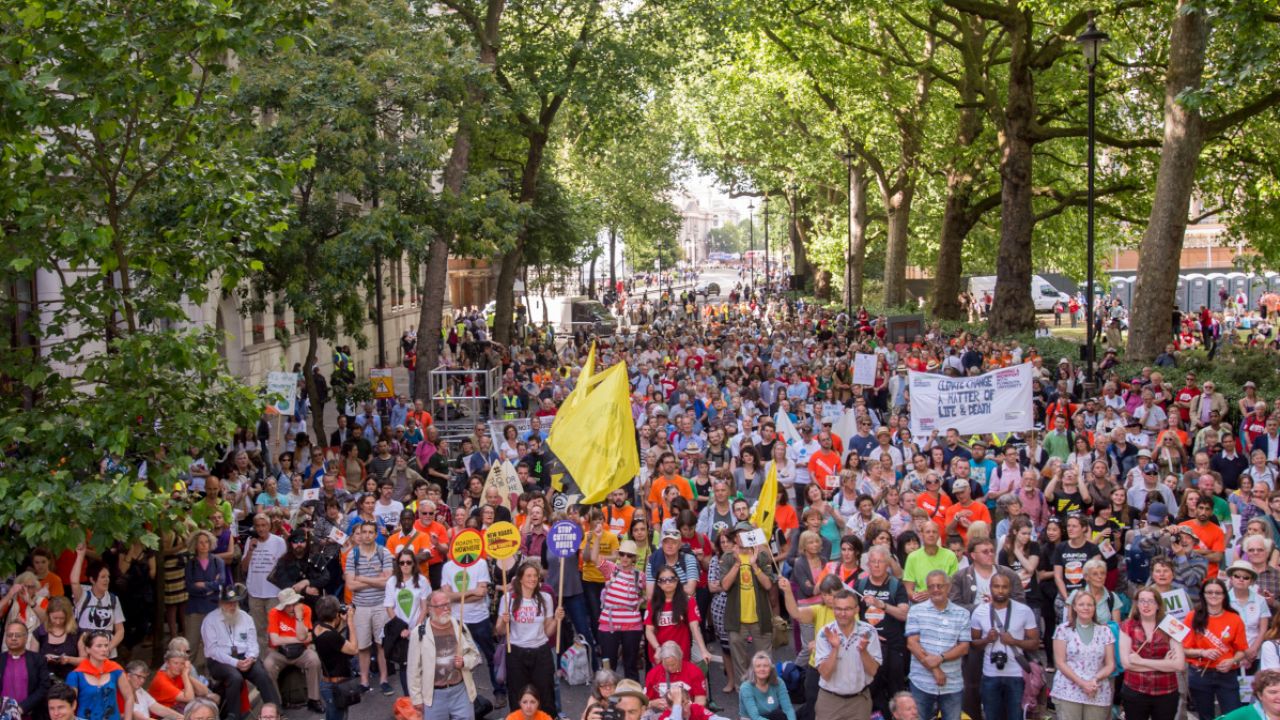Rally at the end of The Climate Coaltion's Mass Climate Change Lobby of Parliament, Westminster. London, organised by The Climate Coalition, 17 June 2015. 