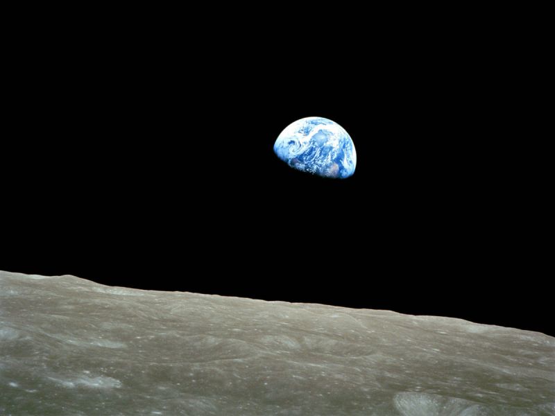 Earthrise: the first colour photo of the Earth from space taken by the Apollo 8 mission