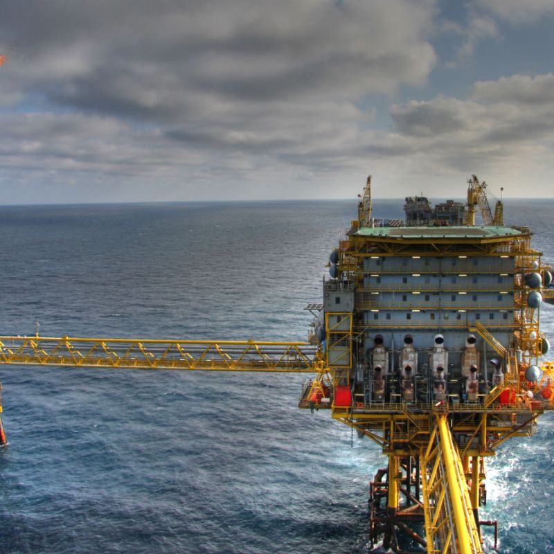 An oil rig at sea