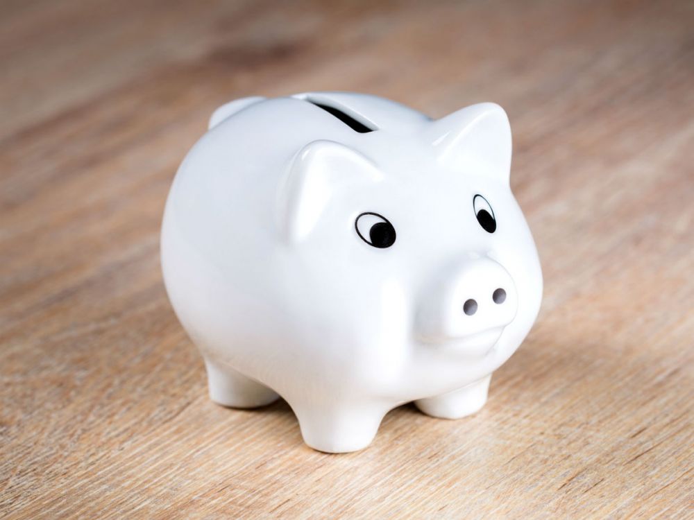 A white piggy bank