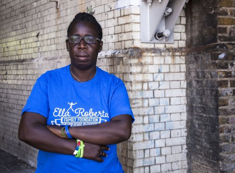 Rosamund Kissi-Debrah, who is calling for action on air pollution after losing her daughter to asthma, facing camera.