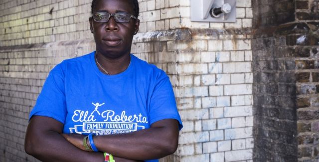 Rosamund Kissi-Debrah, who is calling for action on air pollution after losing her daughter to asthma, facing camera.