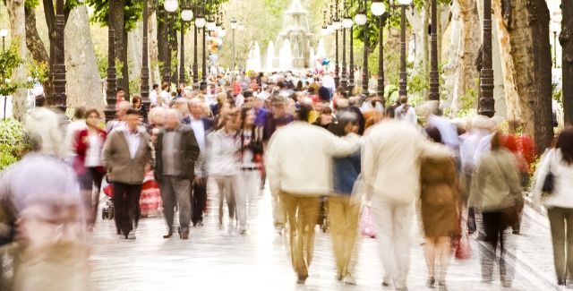 photo of crowded walkway