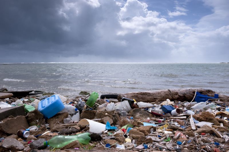 photo of rubbish piled on a beach