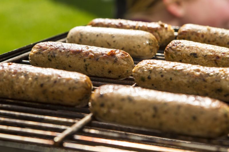 Cauldron meat-free sausages on the barbecue grill