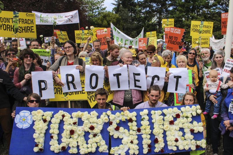 Demonstrating against fracking in Ryedale outside North Yorkshire County Council in Northallerton
