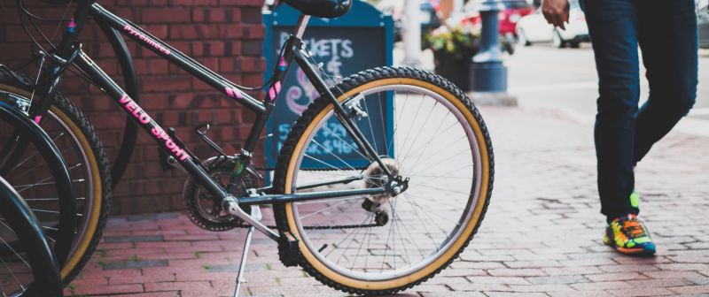 Photo of bicycle and pedestrian