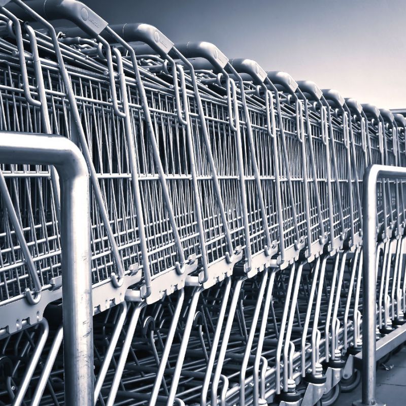 A line of shopping trolleys